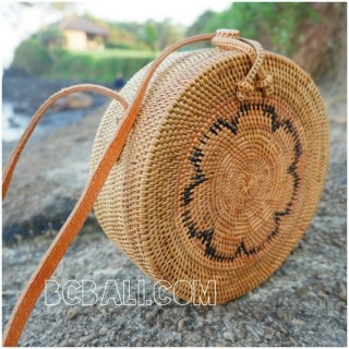 ata rattan hand woven handbags around motif ethnic bali design 